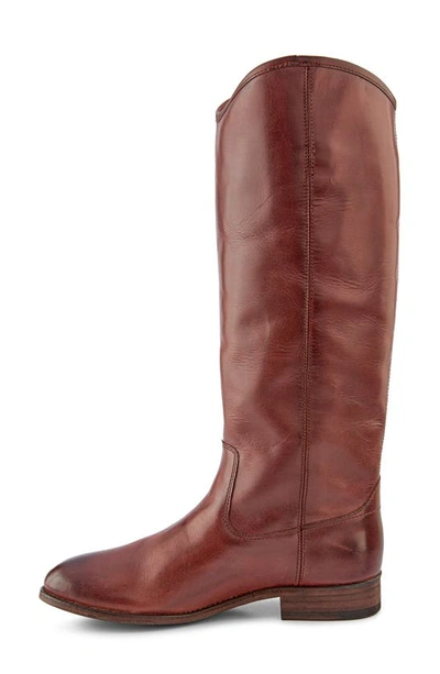 Shop Frye Melissa Button Knee High Boot In Mahogany Leather