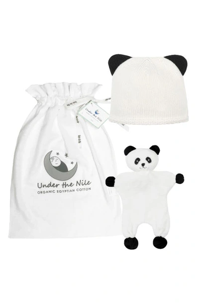 Under The Nile Babies' Panda Hat & Toy Set In Black