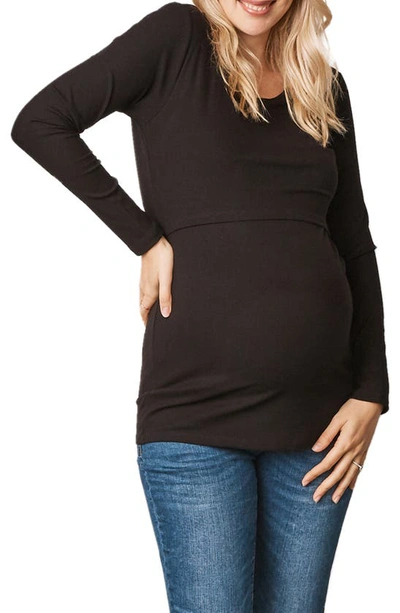 Shop Angel Maternity Long Sleeve Maternity/nursing Top In Black