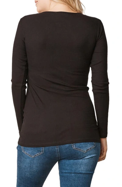 Angel Maternity Long Sleeve Maternity/nursing Top In Black
