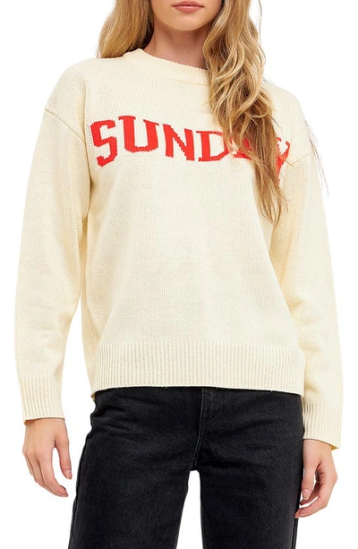 Shop English Factory Weekday Motif Sweater In Ivory