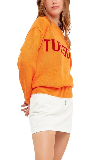 Shop English Factory Weekday Motif Sweater In Orange/ Red