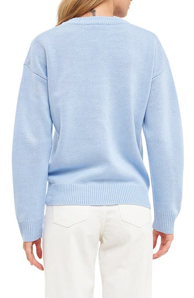 Shop English Factory Weekday Motif Sweater In Powder Blue