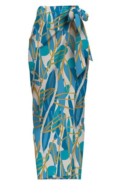 Shop Diarrablu Seur Blossom Print Maxi Wrap Skirt In Teal