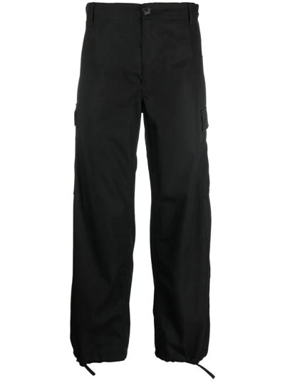 Shop Kenzo Cotton Cargo Trousers In Black