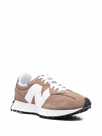 Shop New Balance Logo Sneakers In Brown