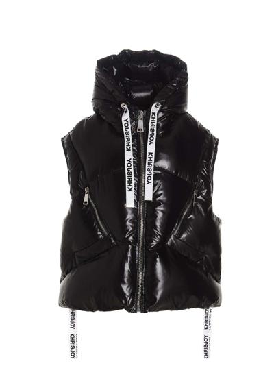 Shop Khrisjoy Puff Shiny Sleeveless Jacket In Black