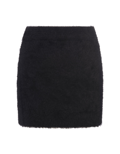 Shop Gcds Woman Black Mohair Effect Mini Skirt