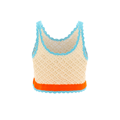 Shop Max Mara Sportmax Crochet Stresa Tank Top In Beige