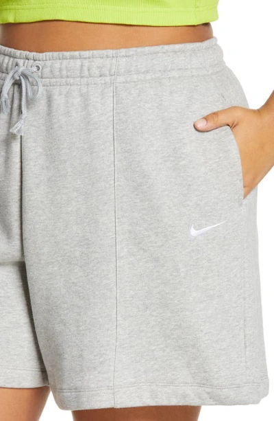 Shop Nike Sportswear Essential High Waist Shorts In Dk Grey Heather/ White
