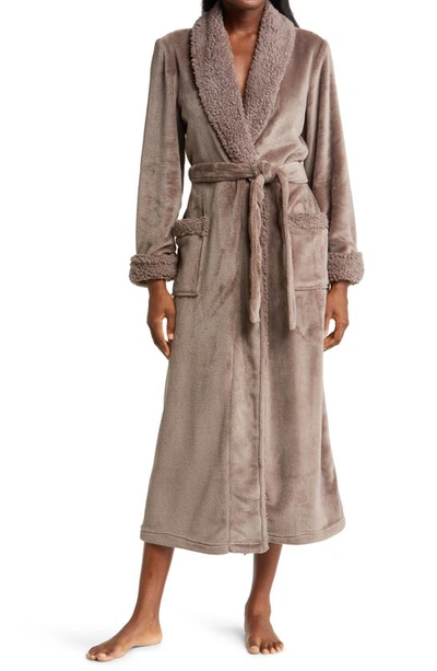 Shop Natori Plush Robe In Toasted Taupe