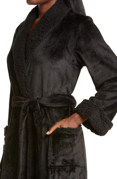 Shop Natori Plush Robe In Black