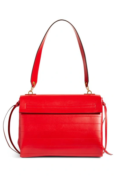 Shop Valentino Medium V-ring Leather Shoulder Bag In Rouge Pur