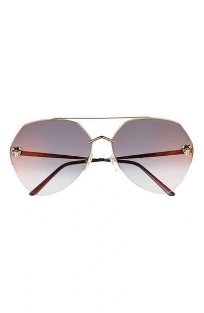 Shop Cartier 64mm Gradient Oversize Panthos Sunglasses In Gold