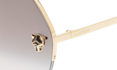 Shop Cartier 64mm Gradient Oversize Panthos Sunglasses In Gold