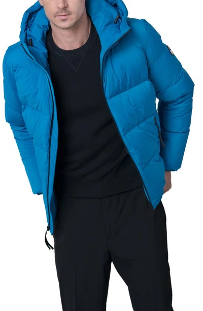 Shop The Recycled Planet Company Autobot Water Resistant Recycled Down Puffer Jacket In Mykonos Blue