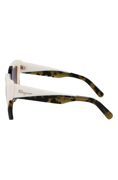 Shop Ferragamo 55mm Gradient Rectangular Sunglasses In Green Tortoise/ Ivory
