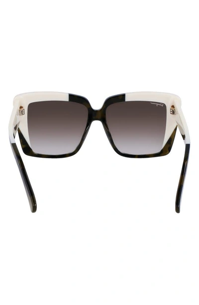 Shop Ferragamo 55mm Gradient Rectangular Sunglasses In Green Tortoise/ Ivory