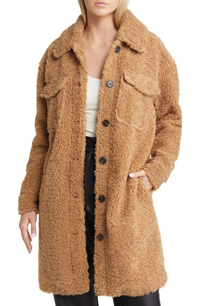 Shop Vero Moda Kyliefilucca Long Teddy Coat In Tigers Eye