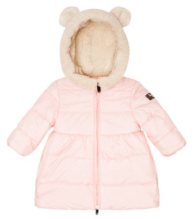 Shop Il Gufo Baby Padded Coat In Pearl Pink/natural