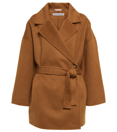 Shop Acne Studios Wool And Alpaca Wrap Coat In Rust Brown