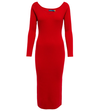 Shop Polo Ralph Lauren Wool And Cashmere-blend Midi Dress In Fall Red