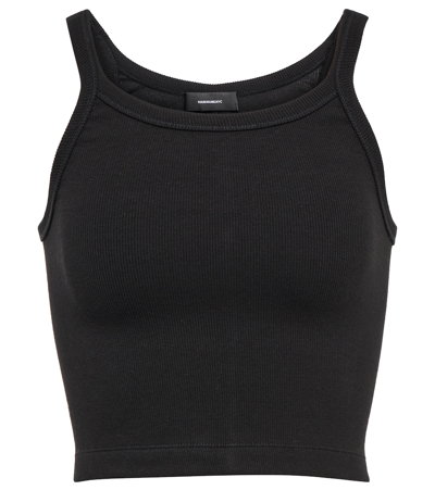Shop Wardrobe.nyc X Hailey Bieber Hb Ribbed-knit Jersey Crop Top In Black
