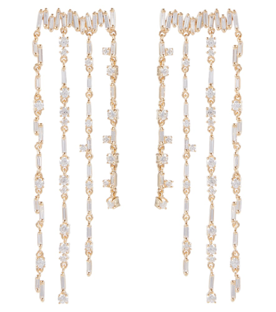 Shop Suzanne Kalan 18kt Gold Fringe Earrings With Diamonds In Diamond/yg
