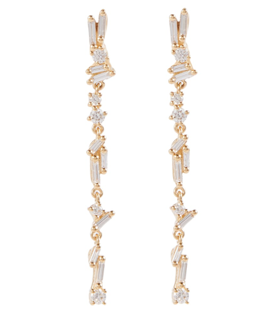 Shop Suzanne Kalan Iva 18kt Gold Drop Earrings With Diamonds In Diamond/ Yg