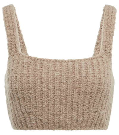 Shop Loro Piana Ribbed-knit Cashmere Crop Top In Brown