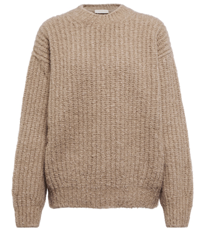 Shop Loro Piana Ribbed-knit Cashmere Sweater In Brown