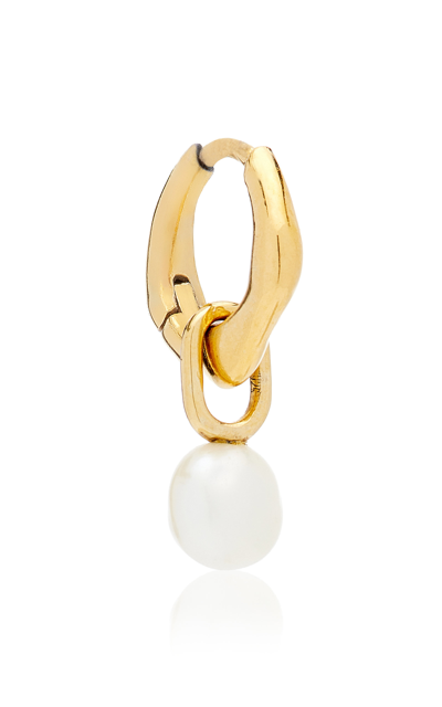 Shop Maria Black Women's Vento 22k Gold-plated Pearl Single Huggie Earring