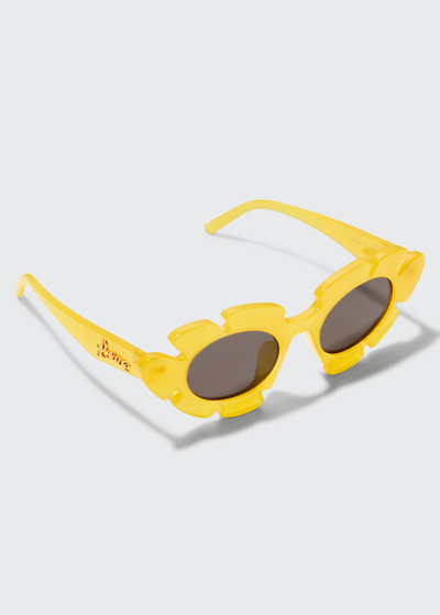 Shop Loewe Flower Acetate Sunglasses In Shiny Yellow