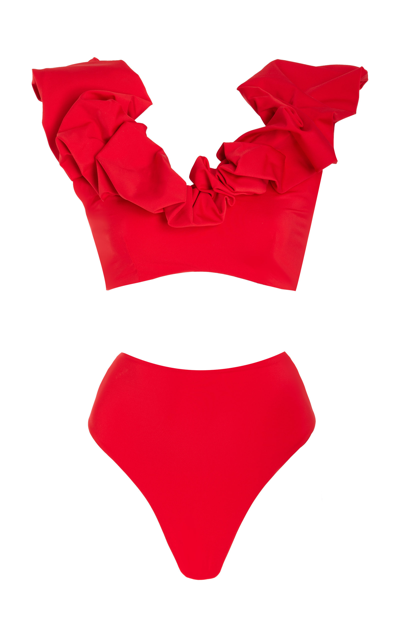 Shop Maygel Coronel Women's Exclusive Lucila Ruffled Bikini In Red