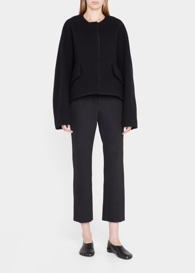 Shop Proenza Schouler Double-face Wool Melton Round-neck Jacket In Black
