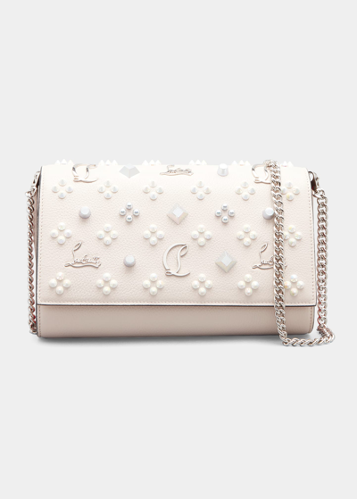 Shop Christian Louboutin Paloma Fold-over Embellished Clutch Bag In Leche/multi