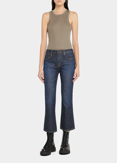 Shop R13 Mid-rise Straight Kick Ankle Jeans In Avery Indigo
