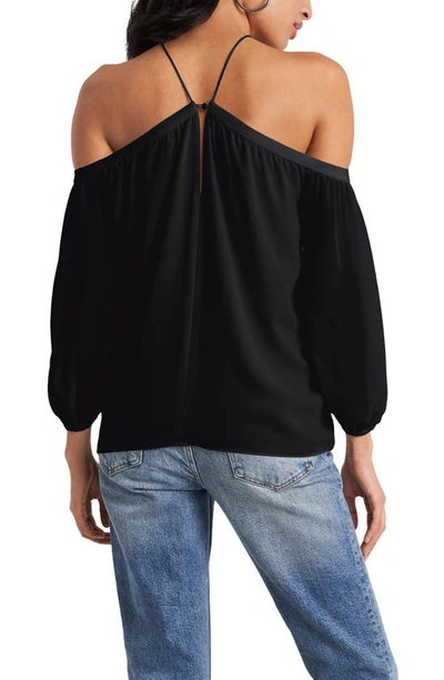 Shop 1.state Off The Shoulder Sheer Chiffon Blouse In Rich Black