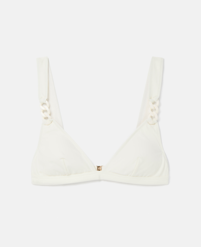 Shop Stella Mccartney Falabella Pop Triangle Padded Bikini Top In Cream