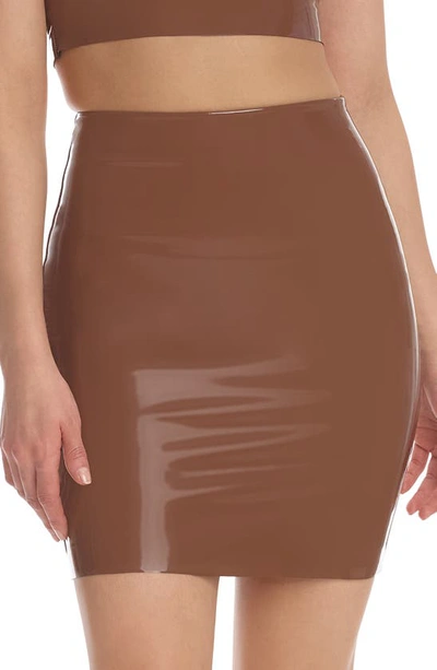 Shop Commando Faux Patent Leather Mini Skirt In Cinnamon