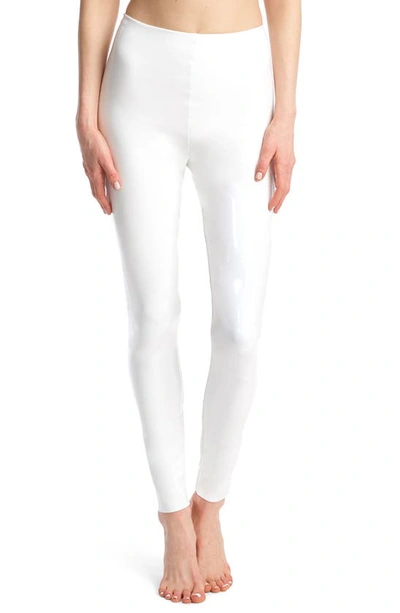 Control Top Faux Patent Leather Leggings In White