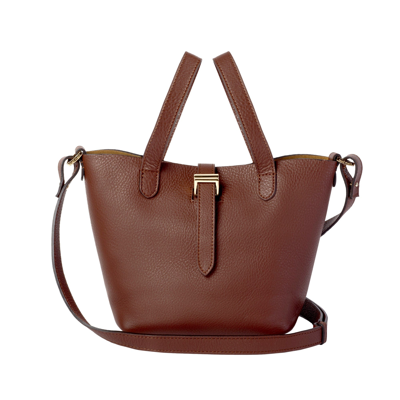 meli melo Thela Mini Shopper Chocolate leather Cross Body Bag for