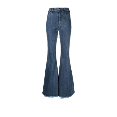 Shop Juneyen Riding Chap Flared Jeans - Women's - Cotton/rayon In Blue