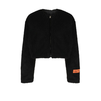 Shop Heron Preston Black Cropped Fleece Jacket