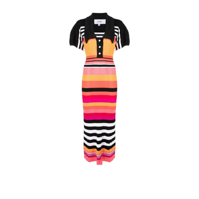 Shop Christopher John Rogers Orange Striped Knit Maxi Dress