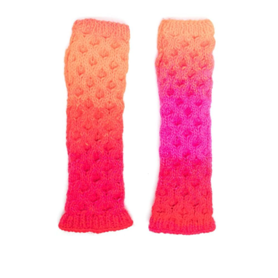 AGR PINK AND ORANGE HAYLEY OMBRÉ FINGERLESS GLOVES AGRAW22309WOOLACR18309926