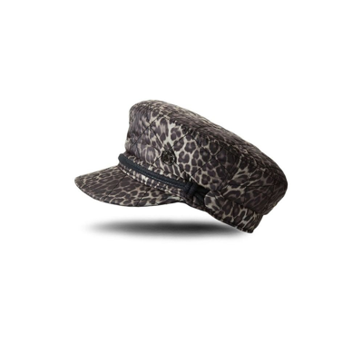 Shop Maison Michel Brown Abby Leopard Print Baker Boy Hat