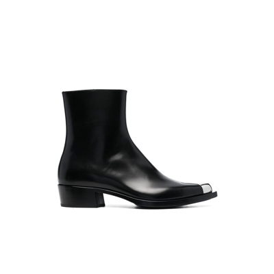 Shop Alexander Mcqueen Punk Leather Ankle Boots - Men's - Calf Leather In Black