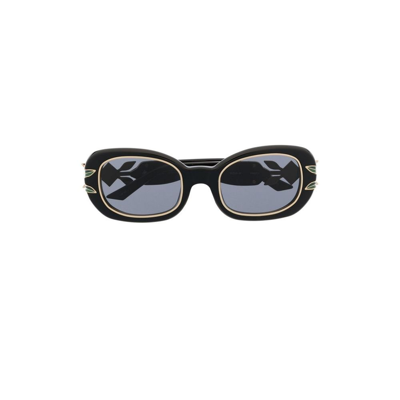 Shop Casablanca Black Oval Sunglasses