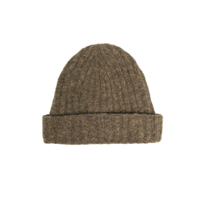 Shop Holzweiler Green Erica Ribbed Knit Beanie Hat In Grey